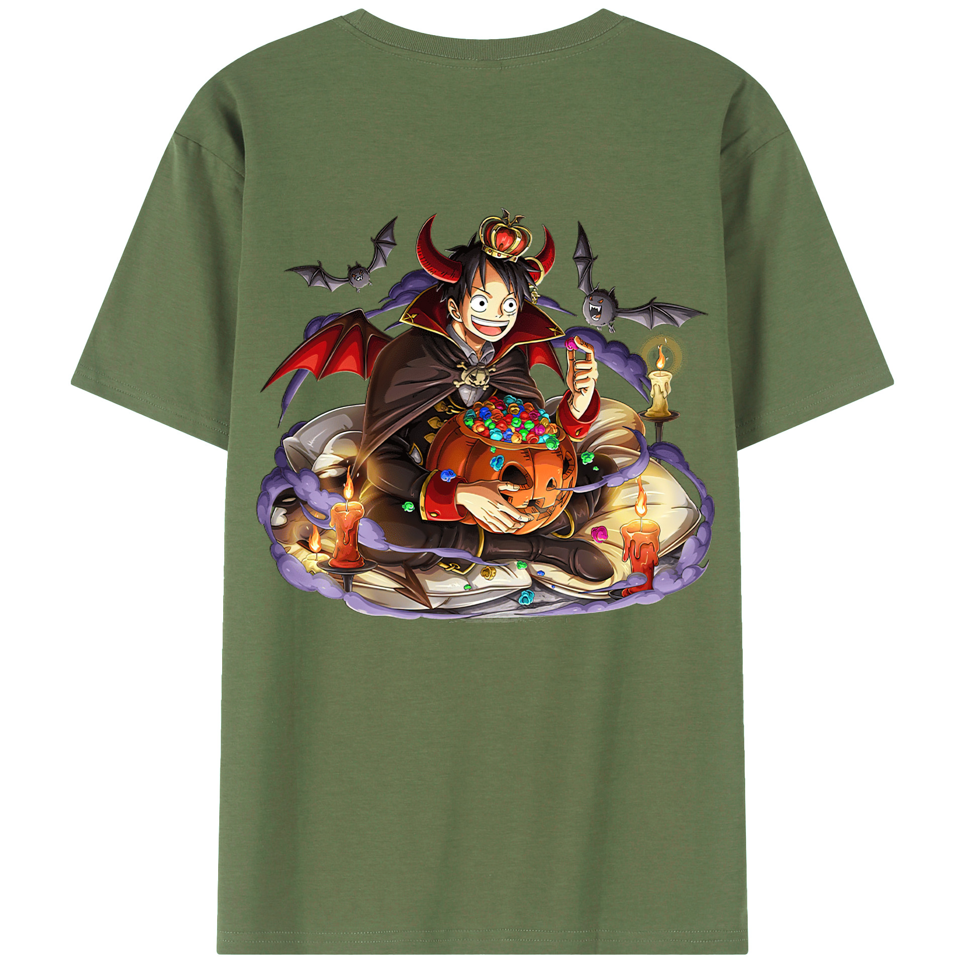 ワンピース モンキー・D・ルフィ ONE PIECE Monkey D. Luffy 綿100％ メンズ半袖Tシャツ（バックプリント） 通気性